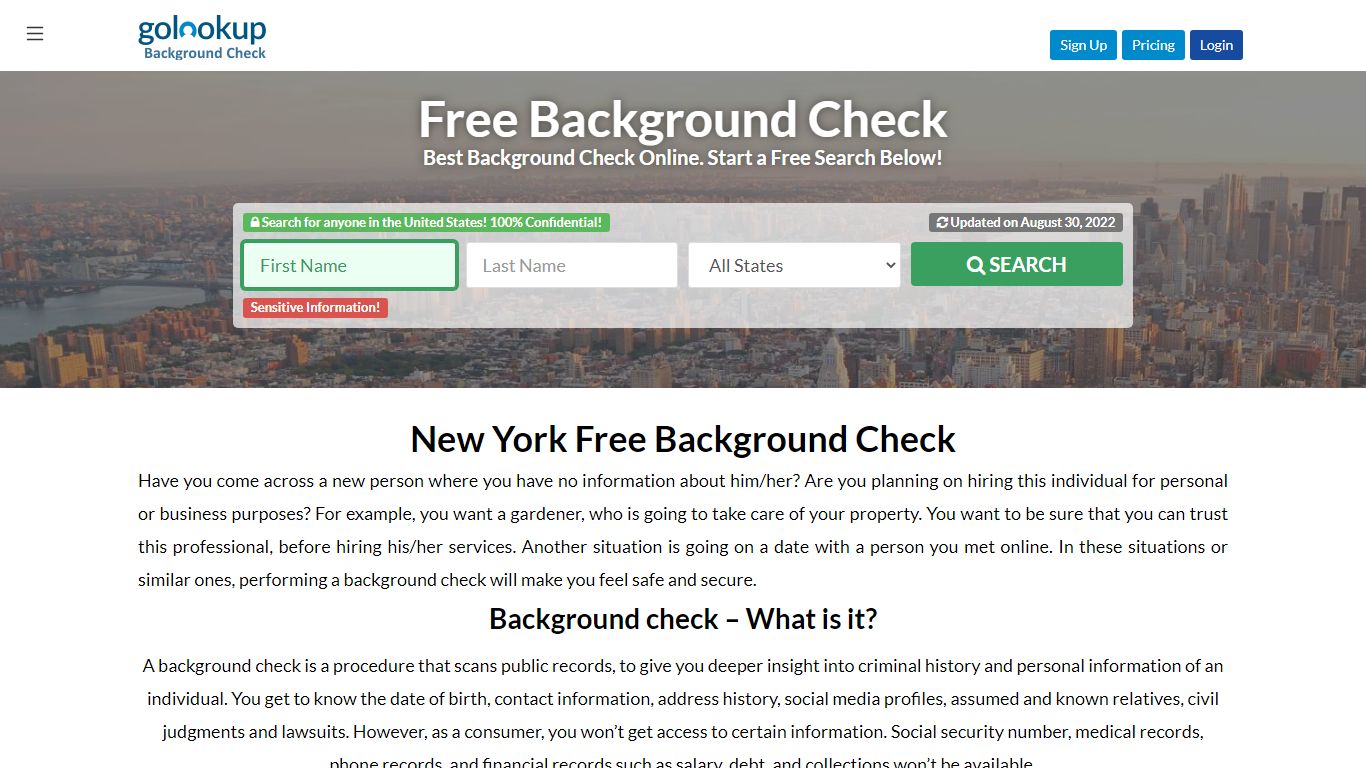 New York Free Background Check, Free Background Check New York - GoLookUp